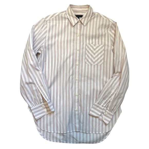 Rag & Bone Maxine Stripe Cotton Poplin Shirt Women SP Mauve Neutral - Picture 2 of 9